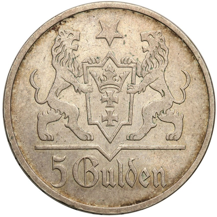 WM Gdańsk/Danzig. 5 Guldenów 1923 Kościół